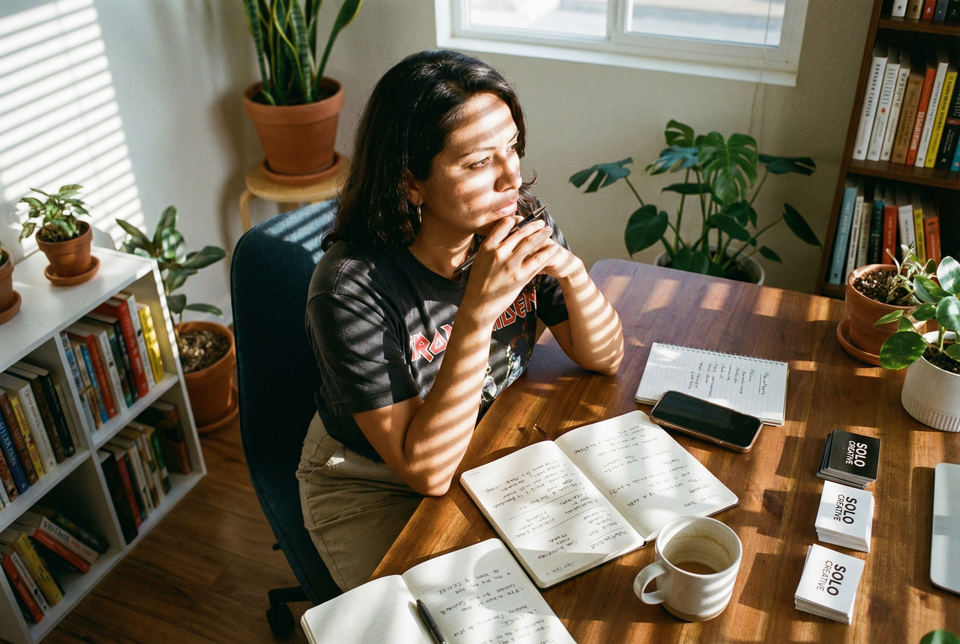 recruiting agency owner reviewing marketing results