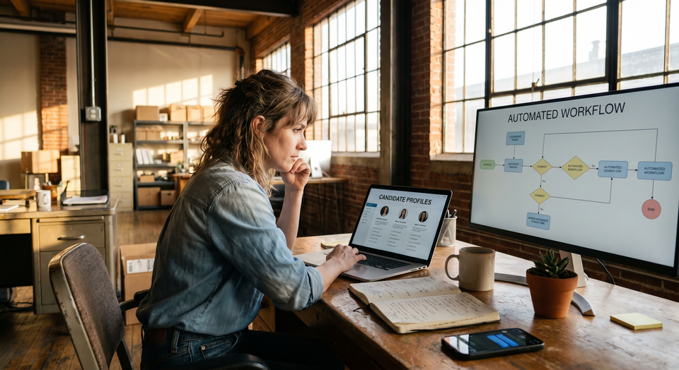Independent recruiter working with automated candidate sourcing tools
