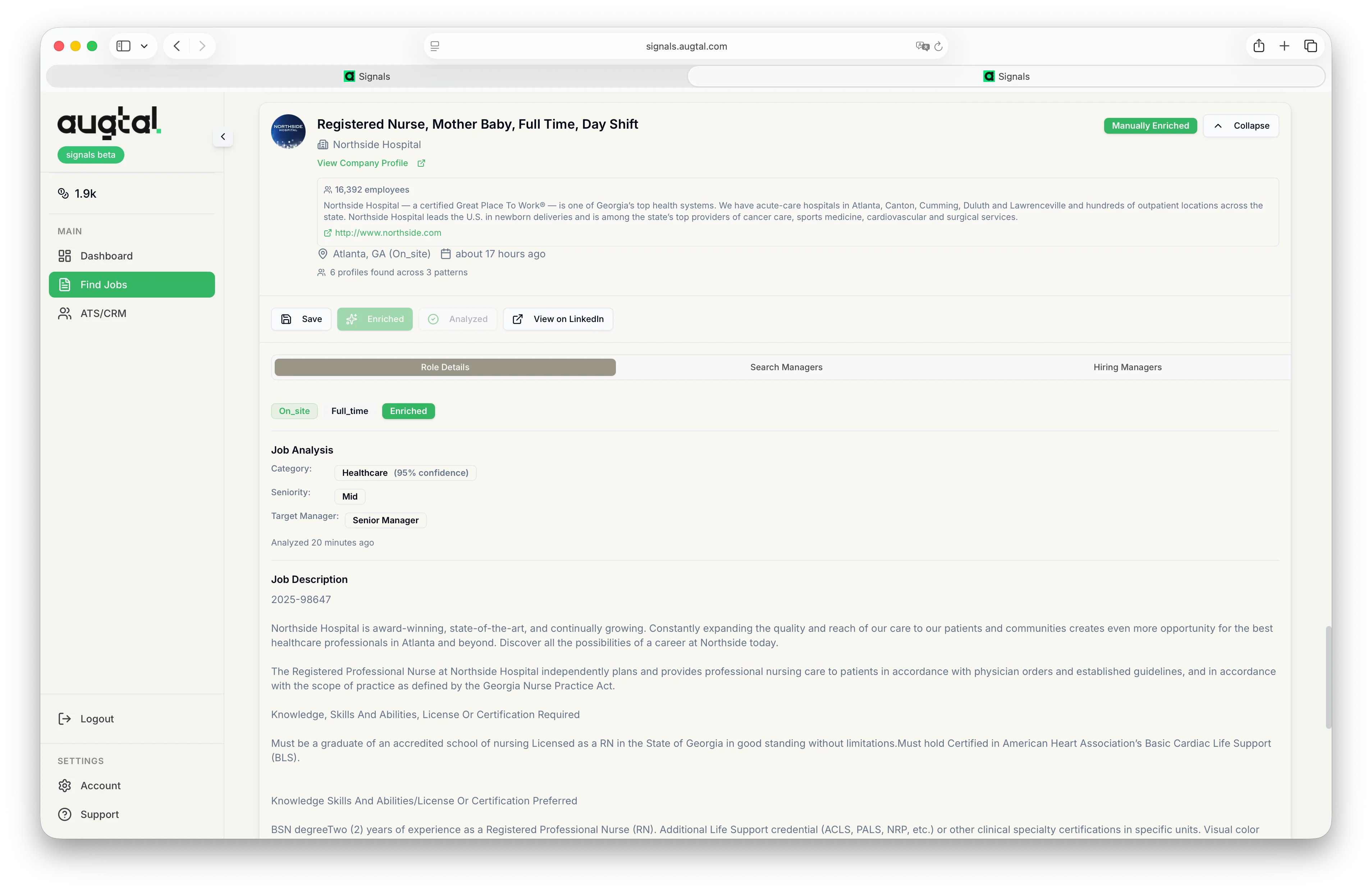 Augtal Signals: enrich jobs and find hiring managers