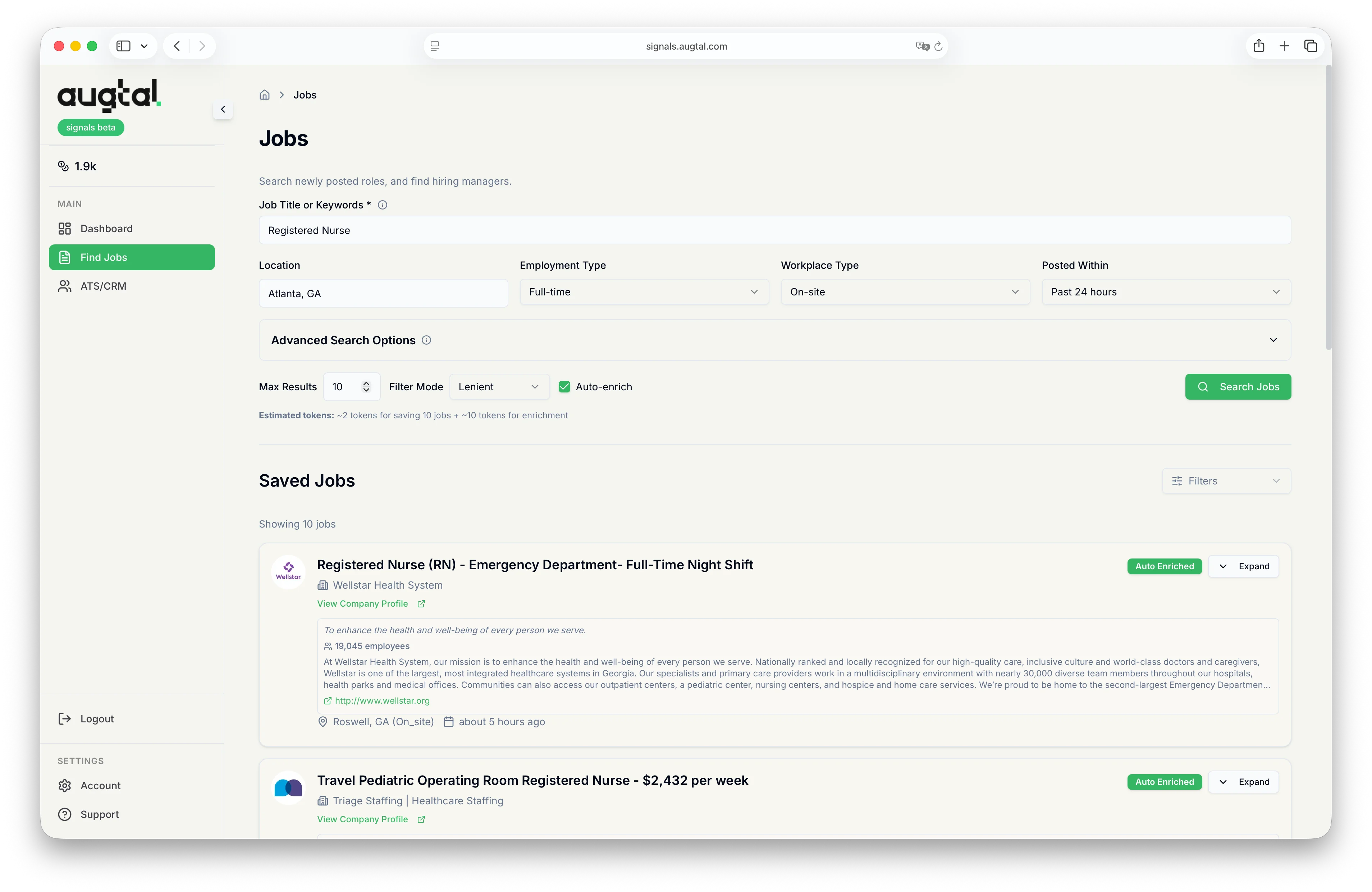 Augtal Signals: search for open jobs that fit your candidates