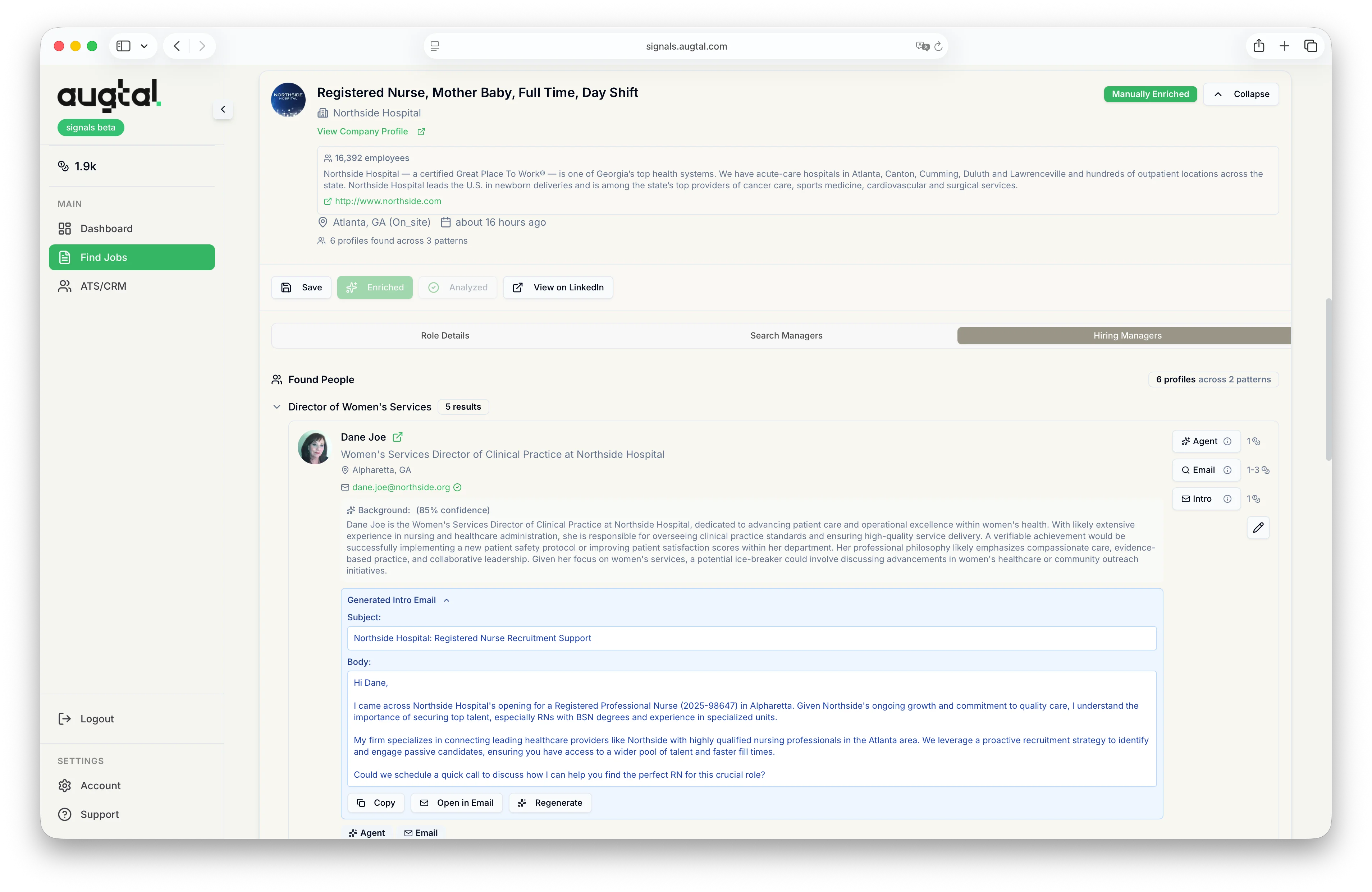 Augtal Signals: match candidates and submit to hiring managers